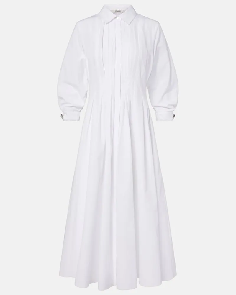 Max Mara Hemdblusenkleid aus Baumwollpopeline Weiß