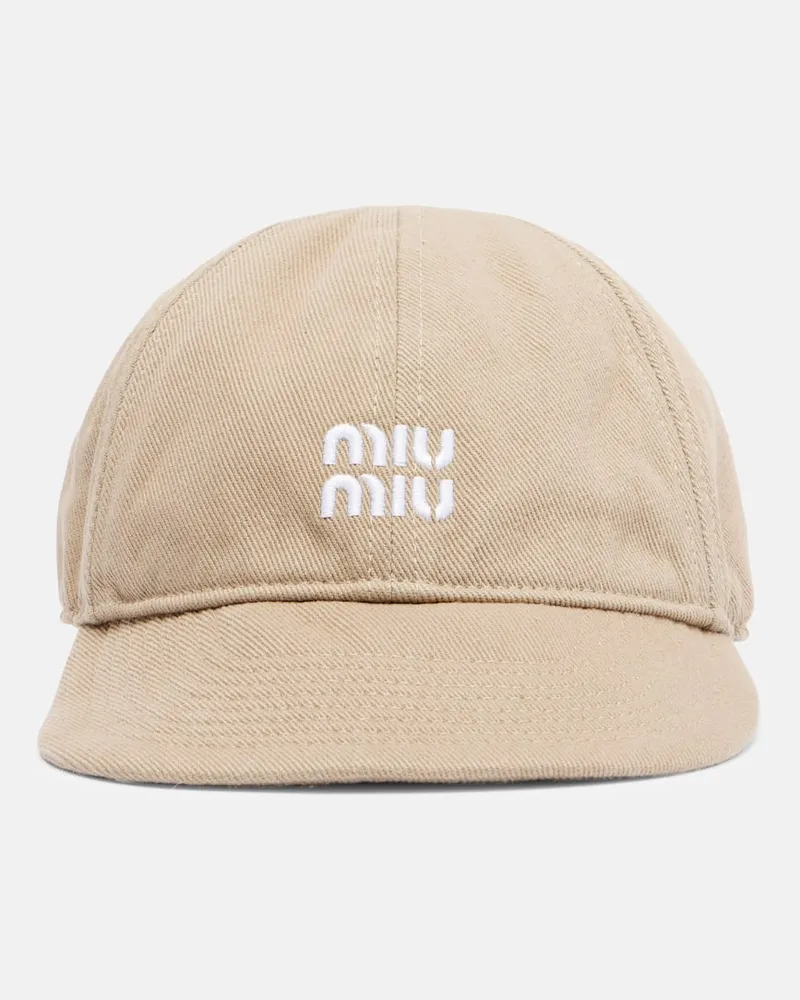 Miu Miu Baseballcap aus Denim Beige