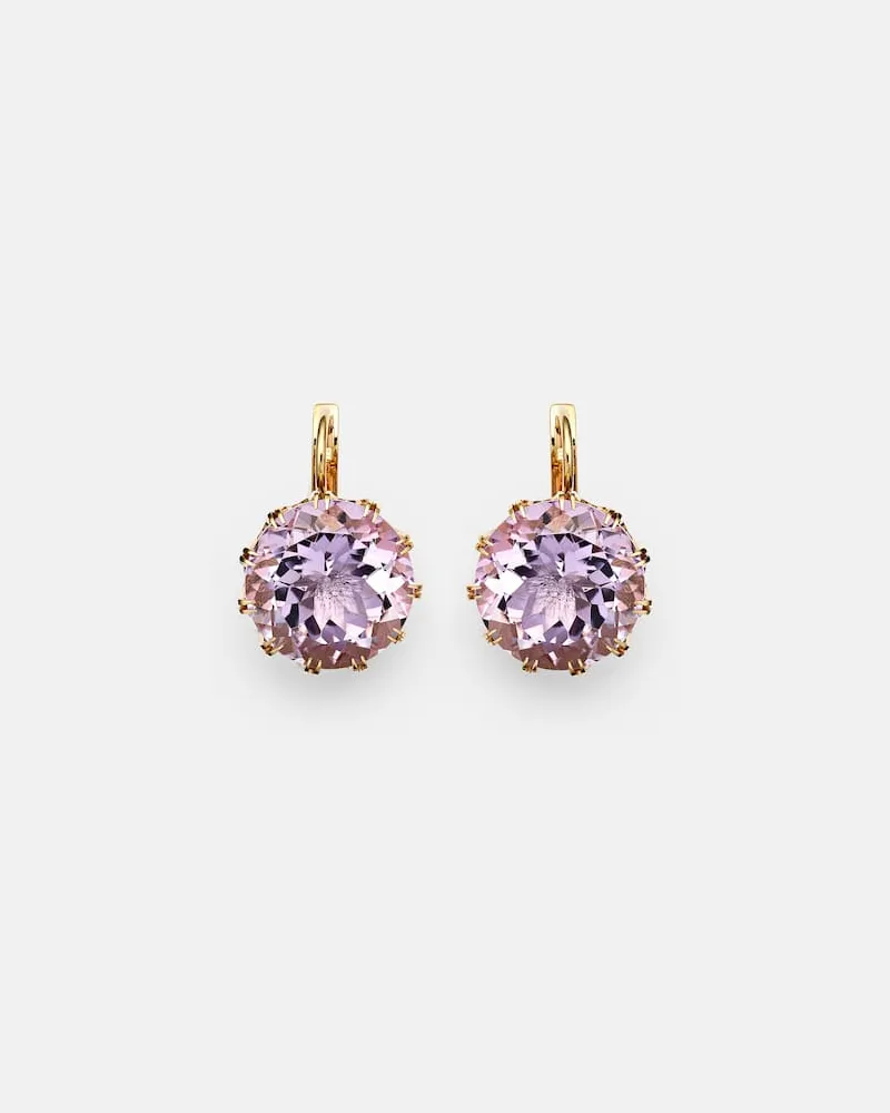 Ileana Makri Ohrringe aus 18kt Gelbgold mit Amethyst Multicolor