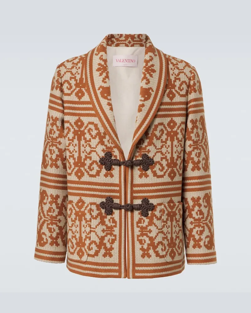 Valentino Garavani Cardigan aus Baumwolle und Leinen Braun