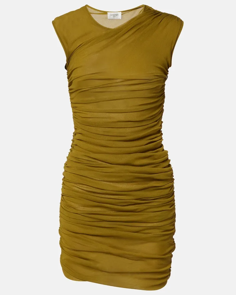 Saint Laurent Minikleid aus Jersey Grün
