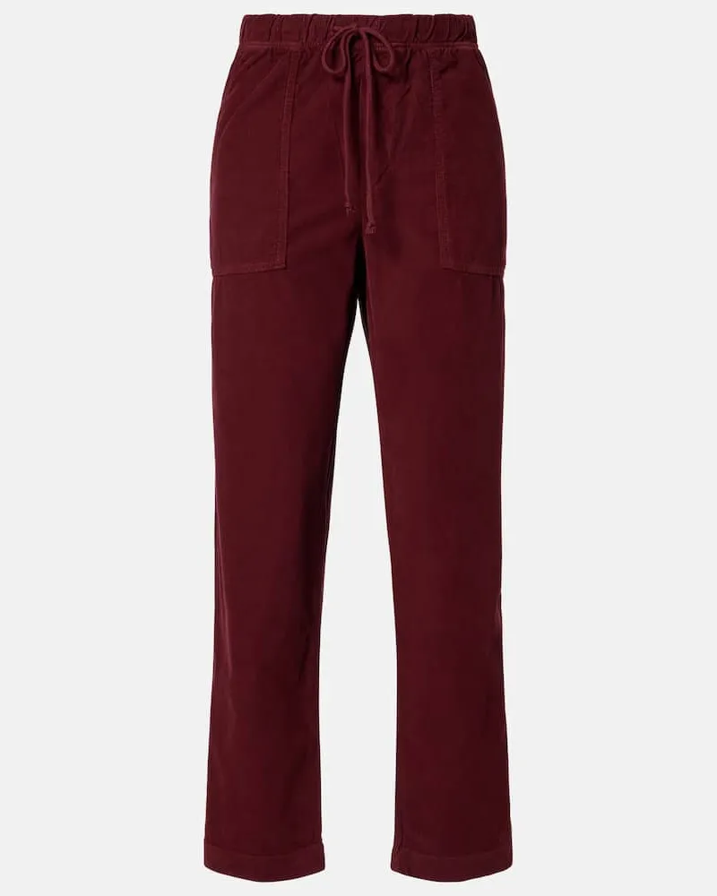 Velvet Hose aus Baumwoll-Cord Burgunderrot
