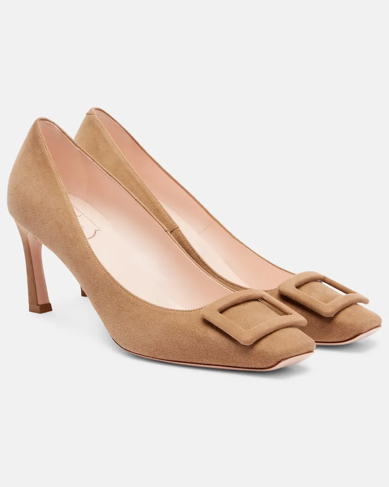 Roger Vivier Pumps Trompette 70 aus Veloursleder Beige