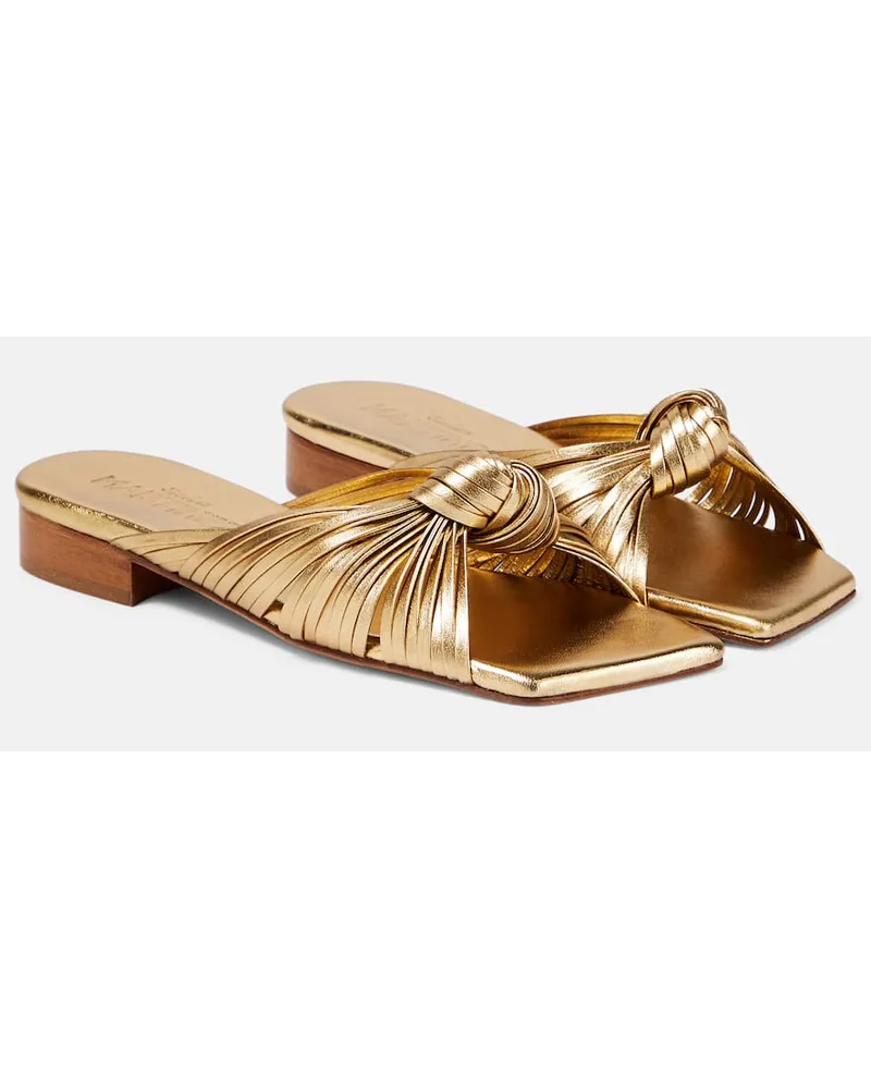 SOULIERS MARTINEZ Pantoletten Feston aus Metallic-Leder Gold