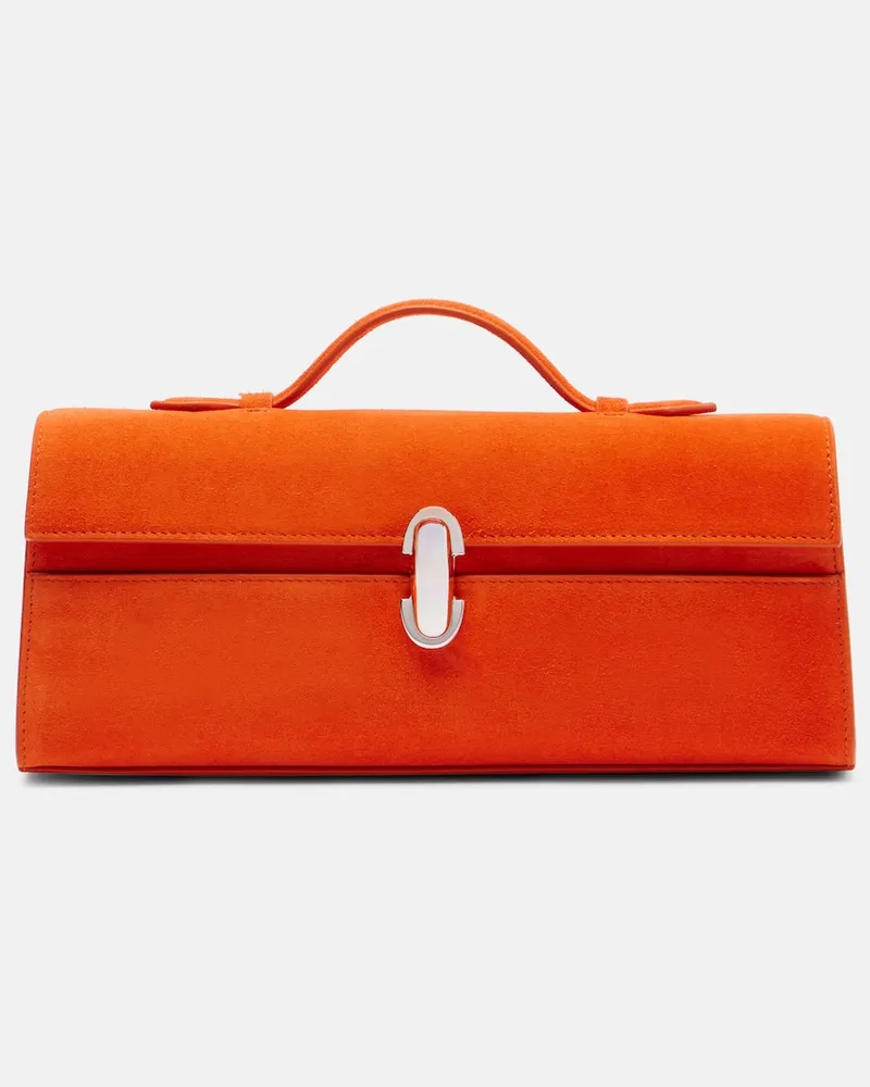 SAVETTE Tote Bag Slim Symmetry aus Veloursleder Orange