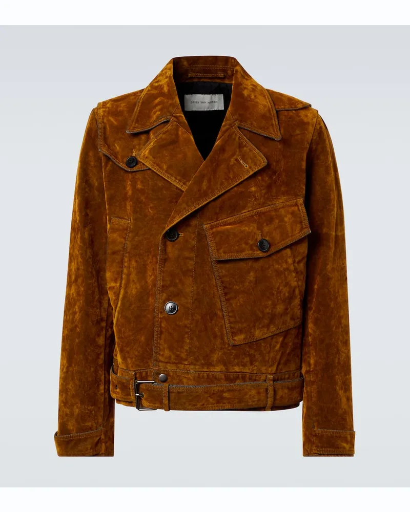 Dries van Noten Bikerjacke Vassel aus Baumwolle Braun
