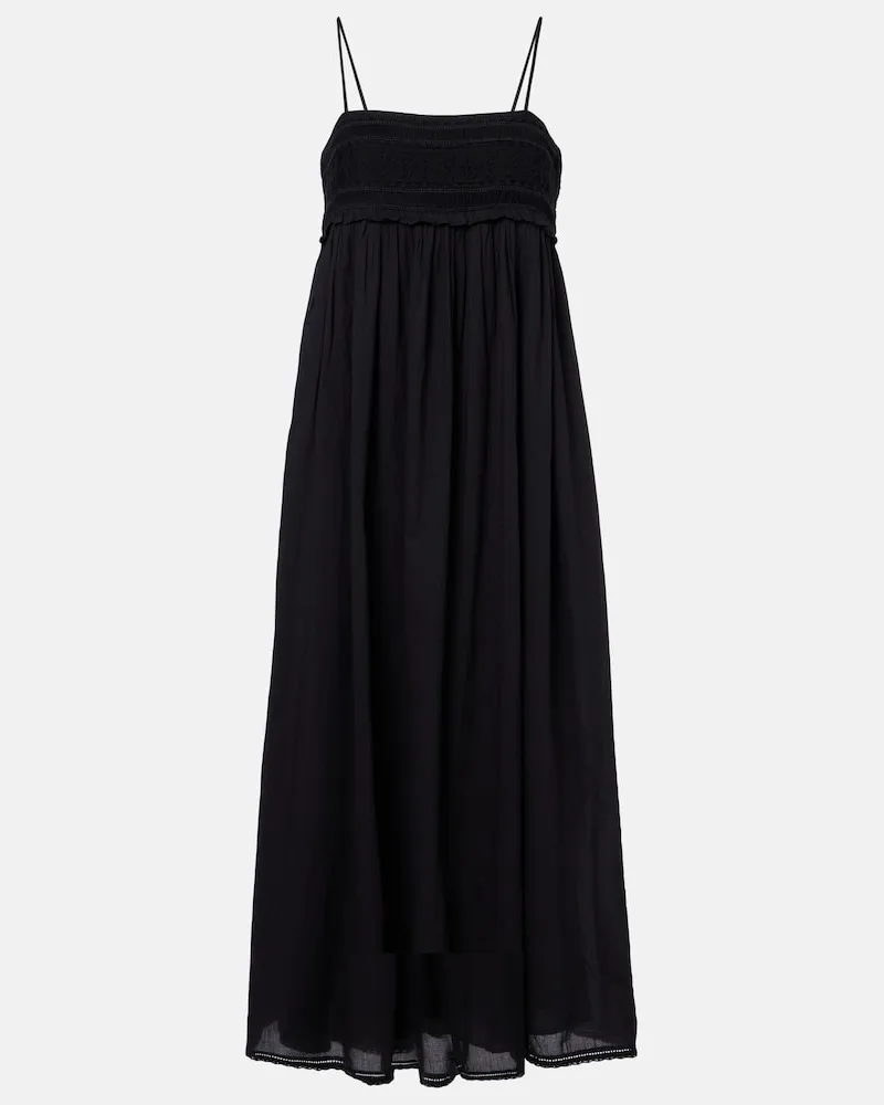 Posse Midikleid Danielle aus Baumwolle und Spitze Schwarz