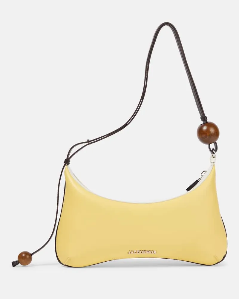 Jacquemus Schultertasche Bisou Large aus Leder Gelb