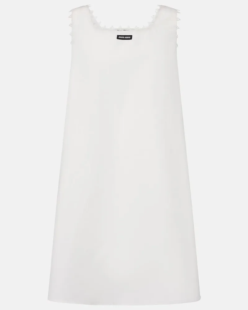 Miu Miu Minikleid aus Baumwolle und Leinen Weiß