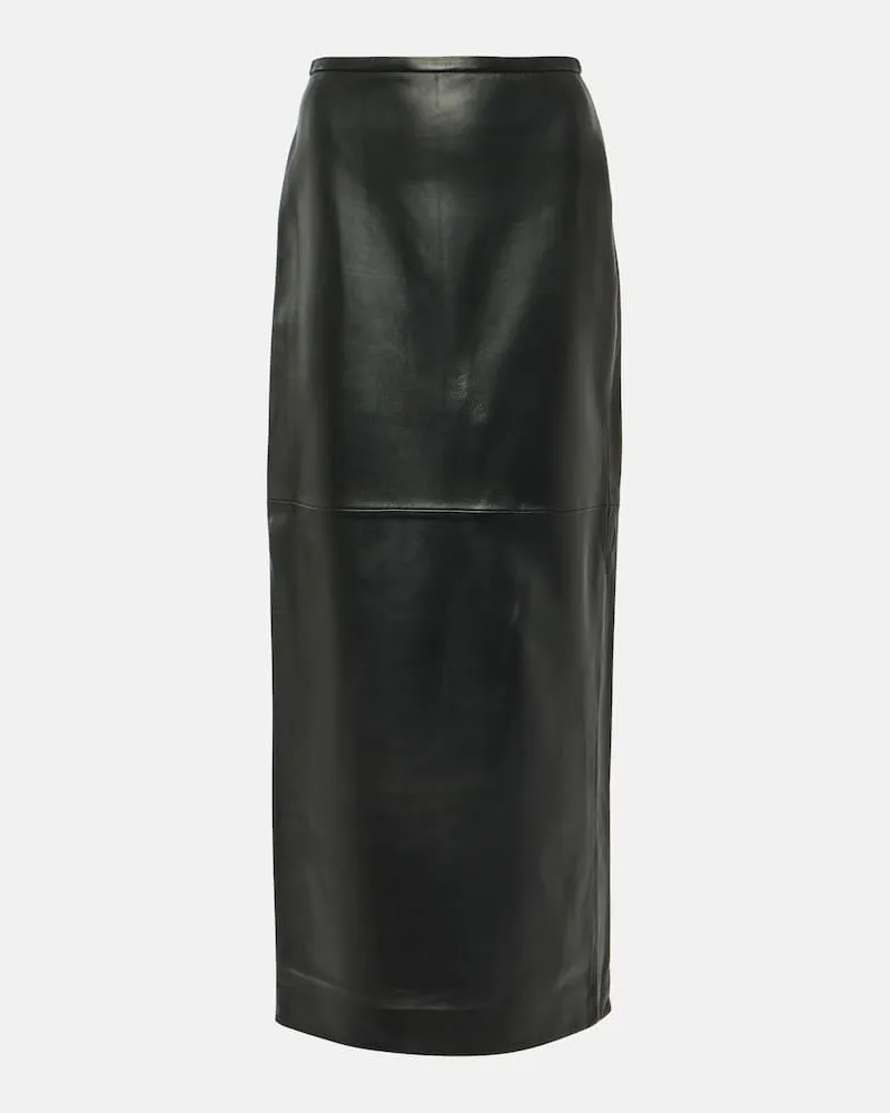Co Maxirock aus Leder Schwarz