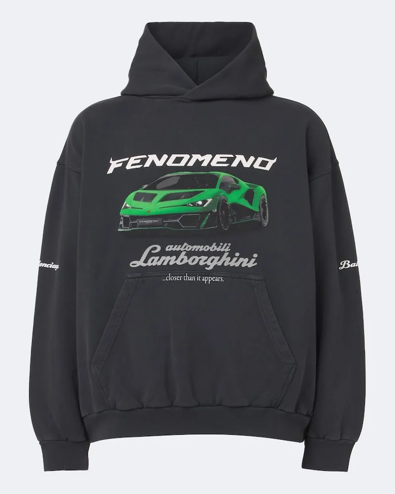 Balenciaga X Lamborghini Hoodie aus Baumwoll-Jersey Schwarz