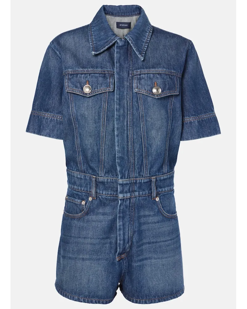 SPORTMAX Playsuit Guglia aus Denim Blau