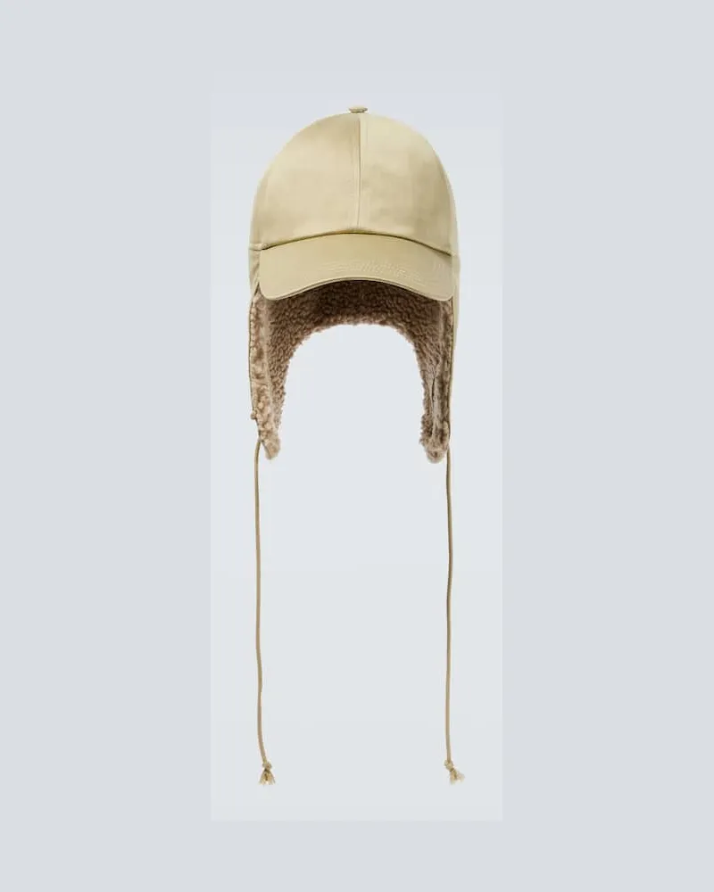 Burberry Mütze aus Baumwolle mit Faux Shearling Grün