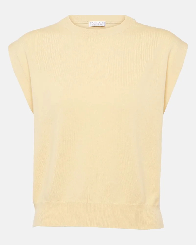 Brunello Cucinelli Top aus Kaschmir Gelb