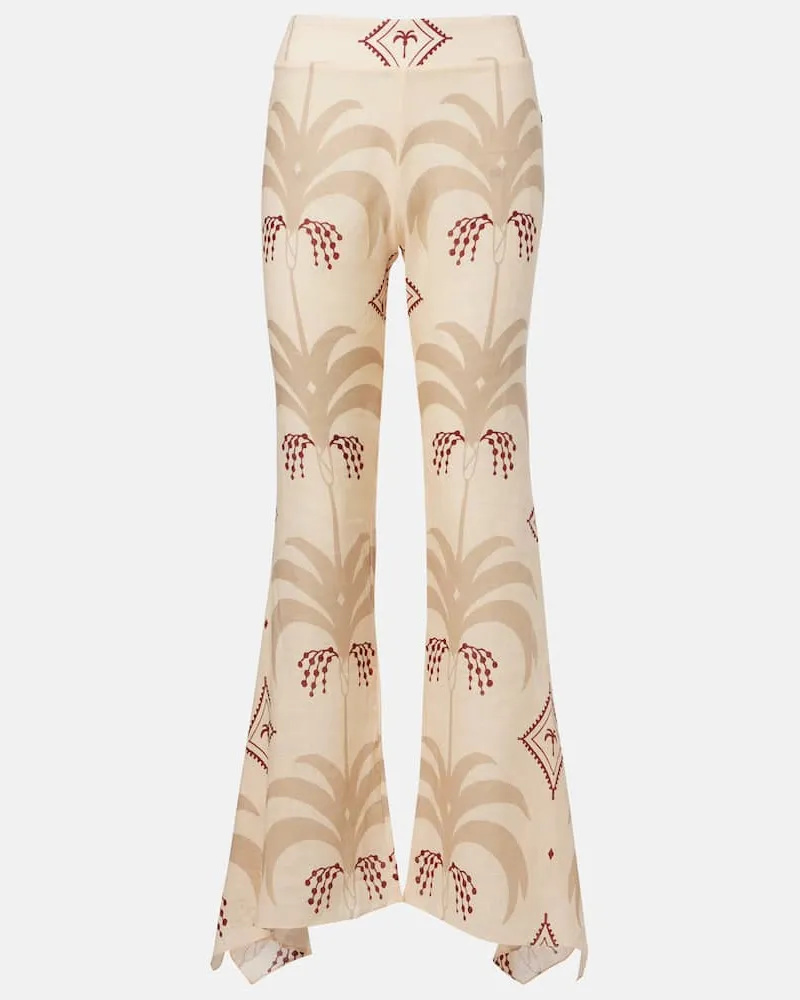 Johanna Ortiz Schlaghose Feminity Dramatic aus Leinen Beige