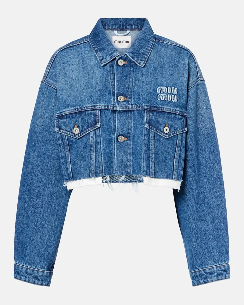 Miu Miu Cropped-Jeansjacke Blau