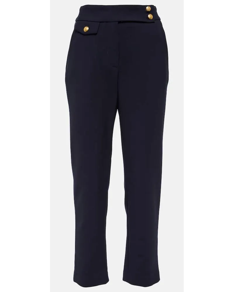 Veronica Beard High-Rise Cropped-Hose Renzo Blau