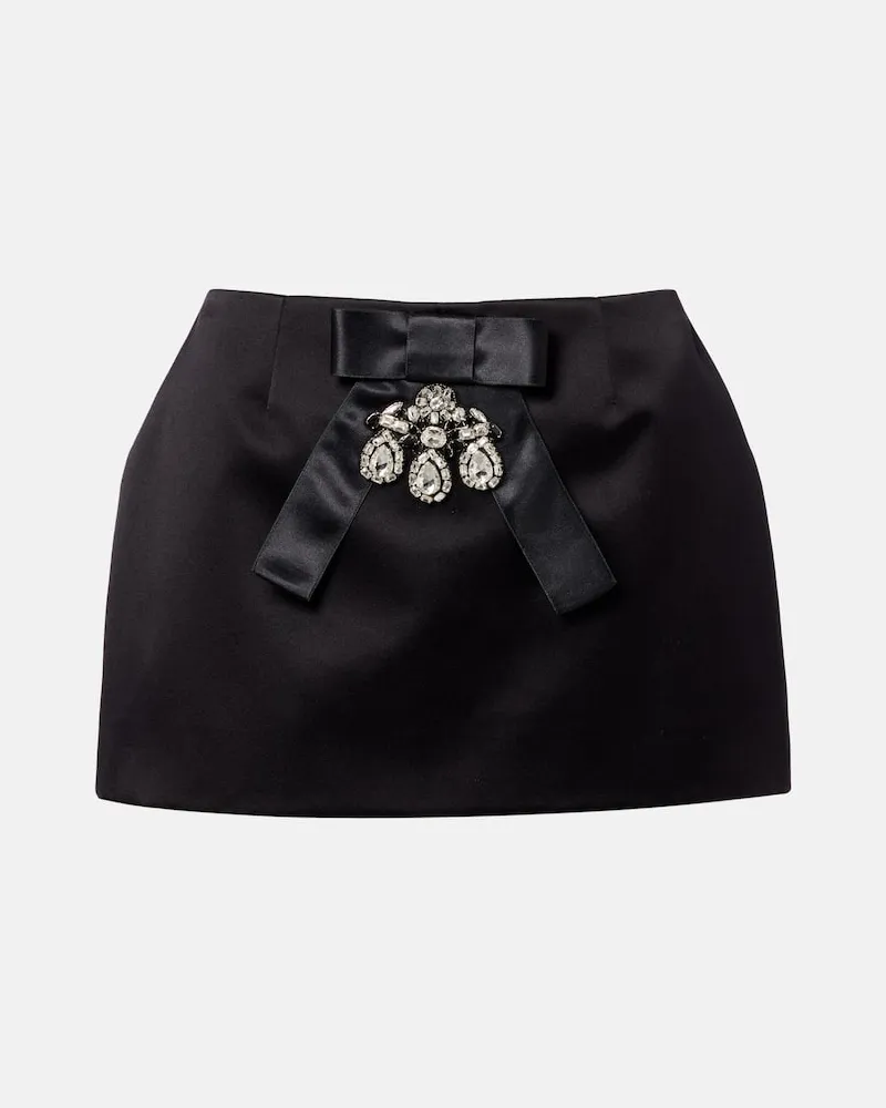 Dolce & Gabbana Verzierter Minirock aus Duchesse-Satin Schwarz