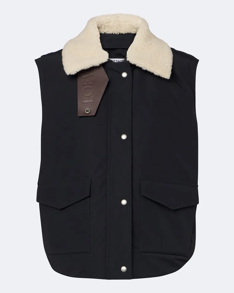 Loewe Weste aus einem Baumwollgemisch mit Shearling Schwarz