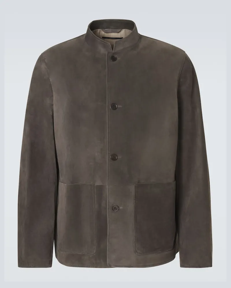 Dunhill Jacke aus Veloursleder Grau