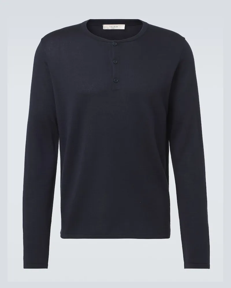 The Row Henley-Top Ayan aus Kaschmir und Seide Blau