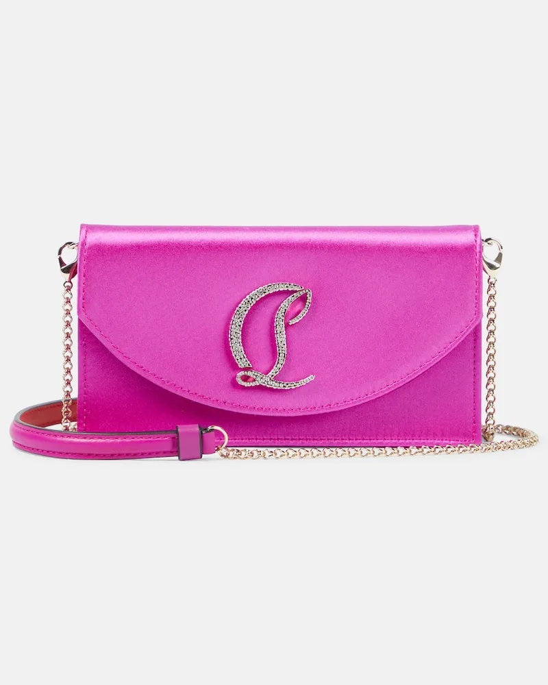 Christian Louboutin Clutch Loubi54 aus Satin mit Kristallen Rosa