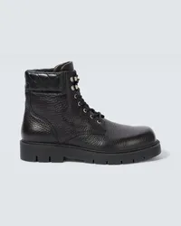 Bottega Veneta Schnuerstiefel Haddock aus Leder Schwarz