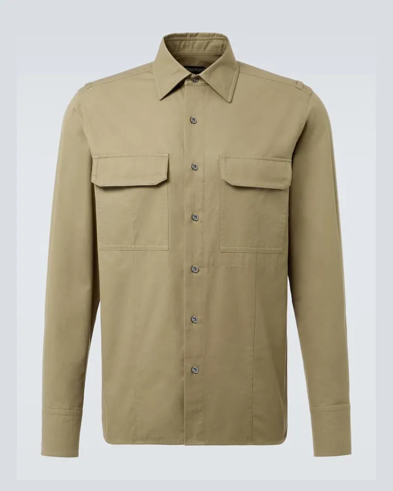 Tom Ford Hemd aus Baumwoll-Twill Grün