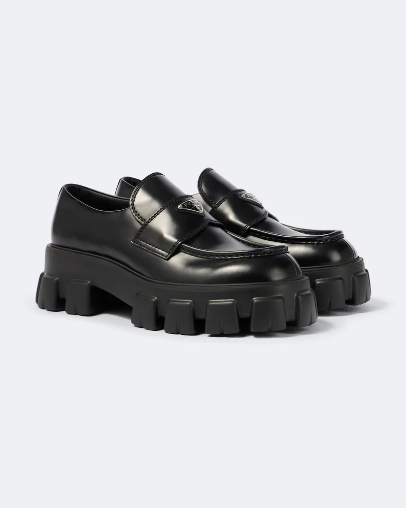 Prada Plateau-Loafers aus Leder Schwarz