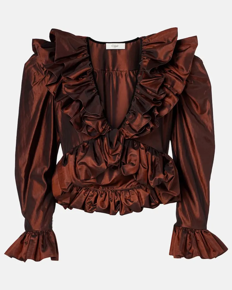 Chloé Chloé Cropped-Top aus Seide Braun