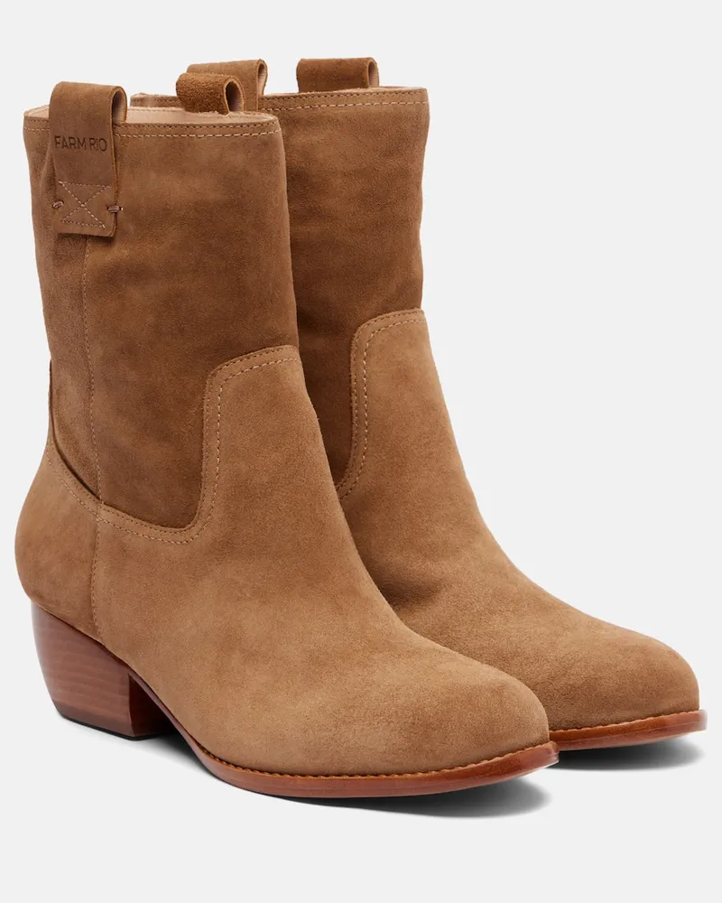 FARM Rio Ankle Boots aus Veloursleder Braun