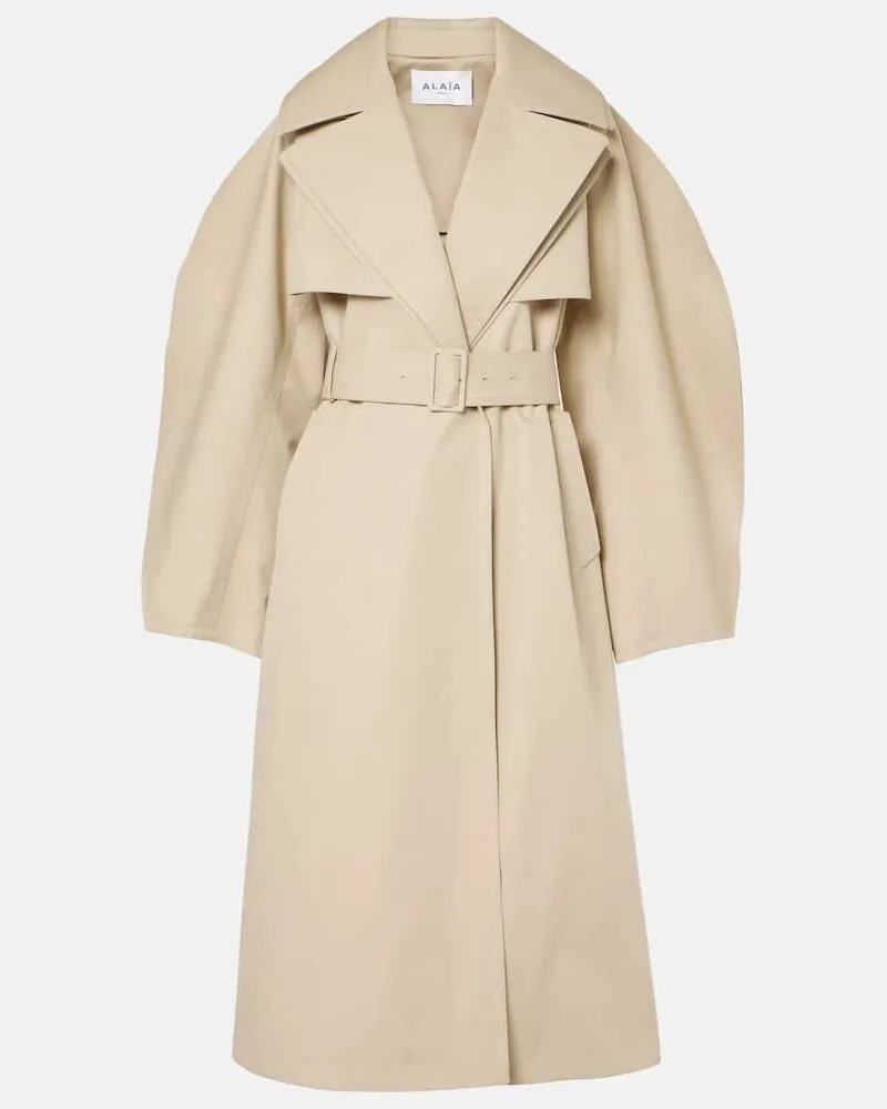 Alaïa Alaïa Trenchcoat aus Baumwoll-Gabardine Beige