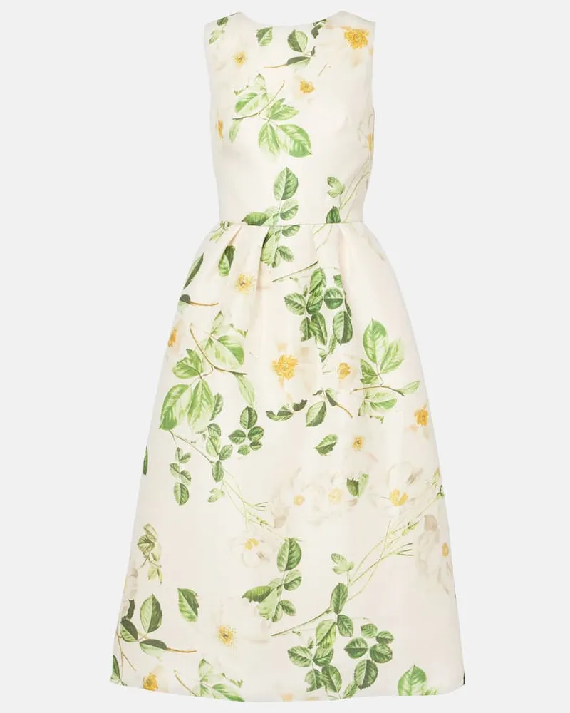 Monique Lhuillier Midikleid aus Seidensatin Weiß