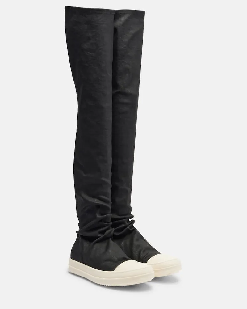 Rick Owens Overknee-Stiefel aus Denim Schwarz