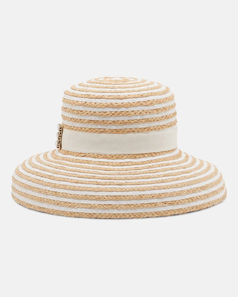 Roger Vivier Hut Très Vivier aus Raffiabast Beige