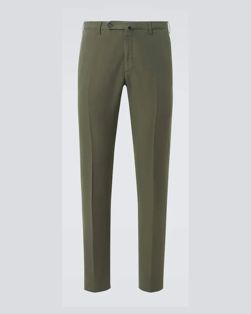 Slowear Gerade Hose aus Leinen und Baumwolle Grün