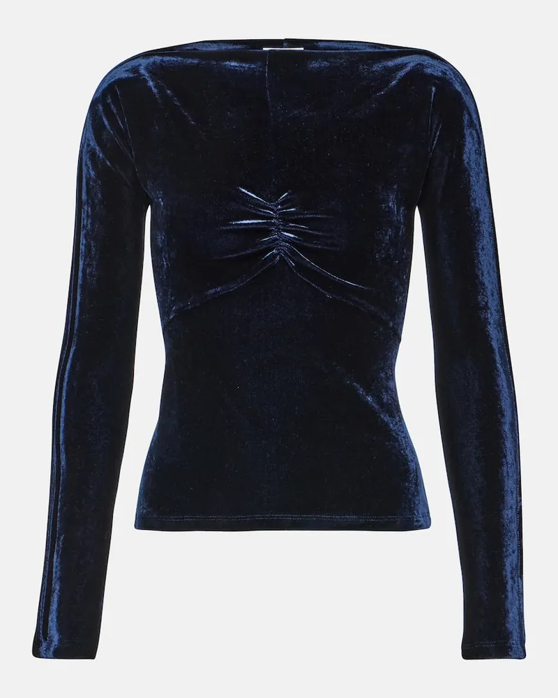 Paco Rabanne Off-Shoulder-Top aus Samt Blau