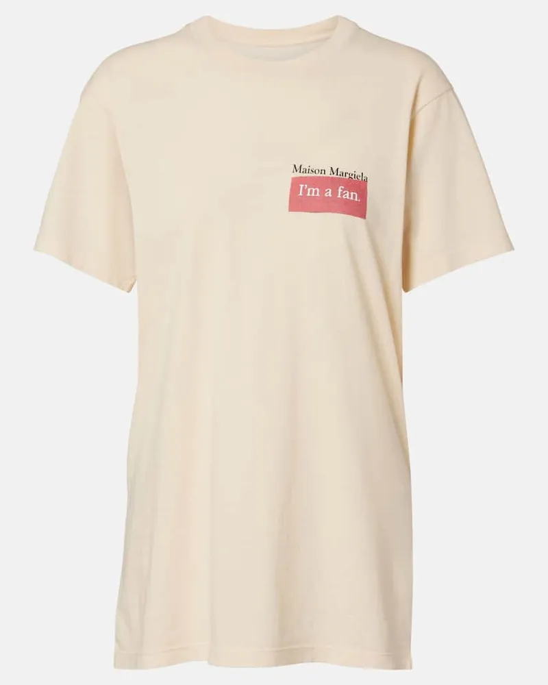 Maison Margiela Bedrucktes T-Shirt aus Baumwoll-Jersey Weiß
