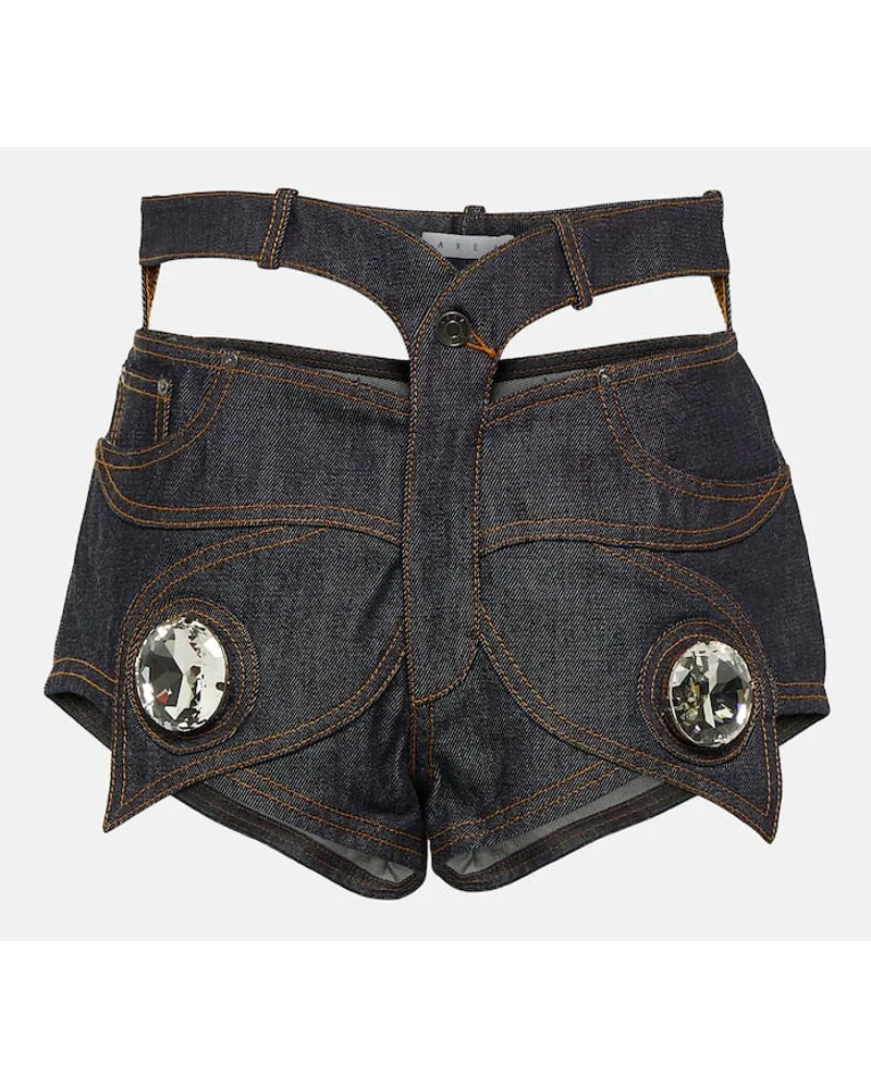 Area Verzierte Jeansshorts Blau