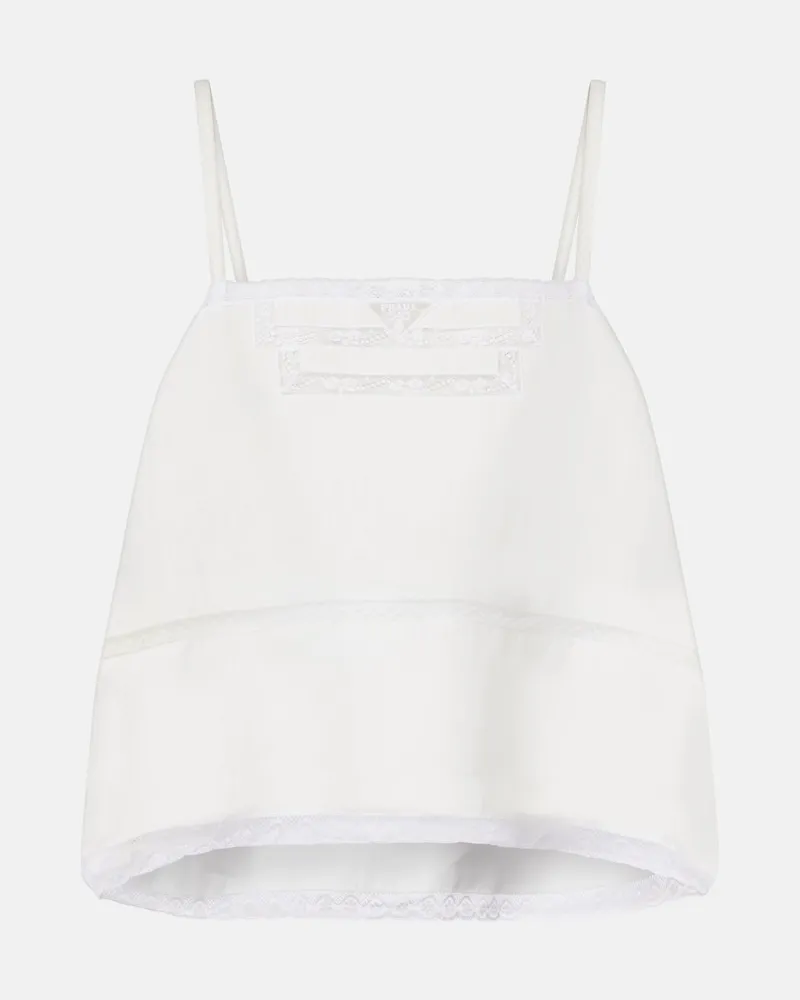 Prada Top aus Leinen mit Spitze Weiß