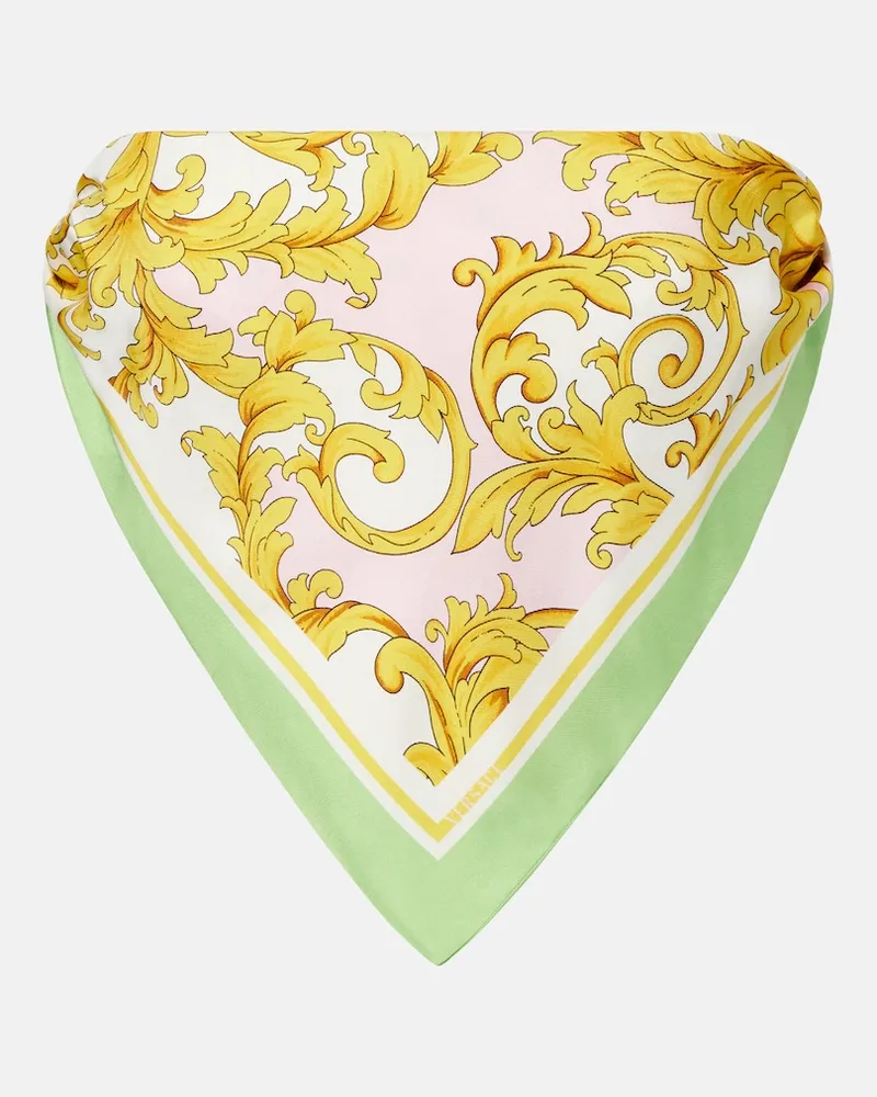 Versace Bedrucktes Bandeau-Top aus Seiden-Twill Multicolor