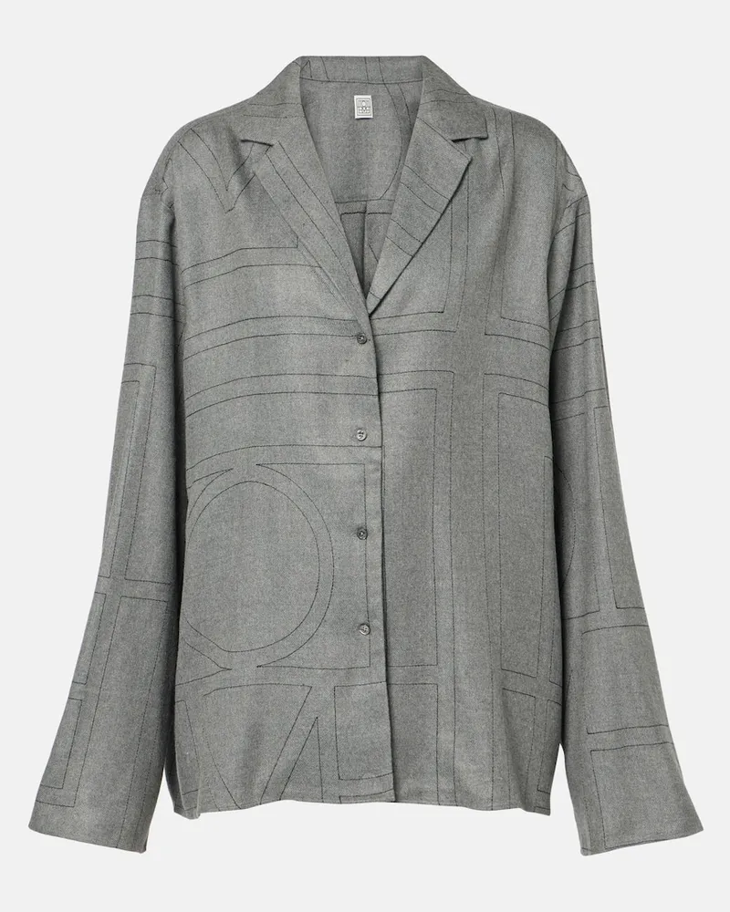 Totême Pyjama-Hemd aus Flanell Grau