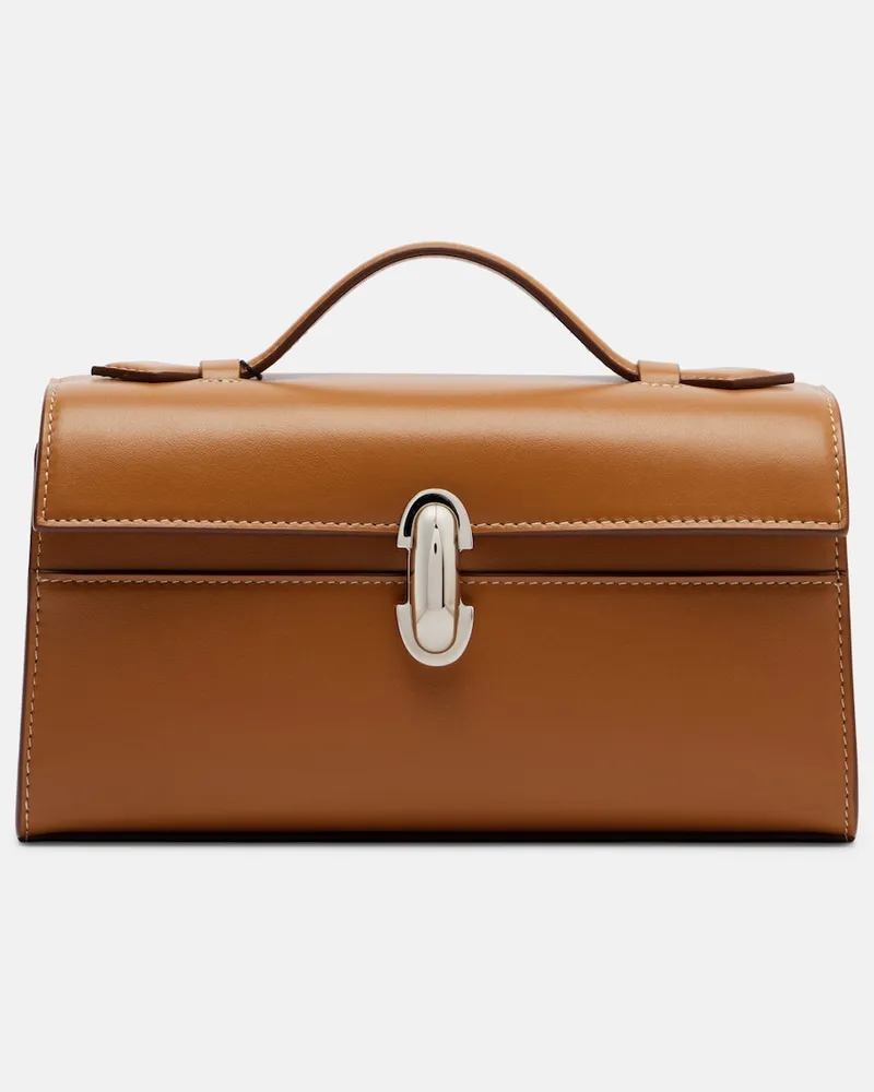 SAVETTE Hankeltasche Symmetry Pochette aus Leder Braun