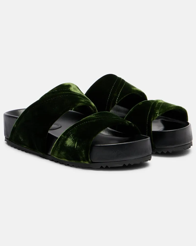 Dries van Noten Sandalen aus Samt mit Leder Grün