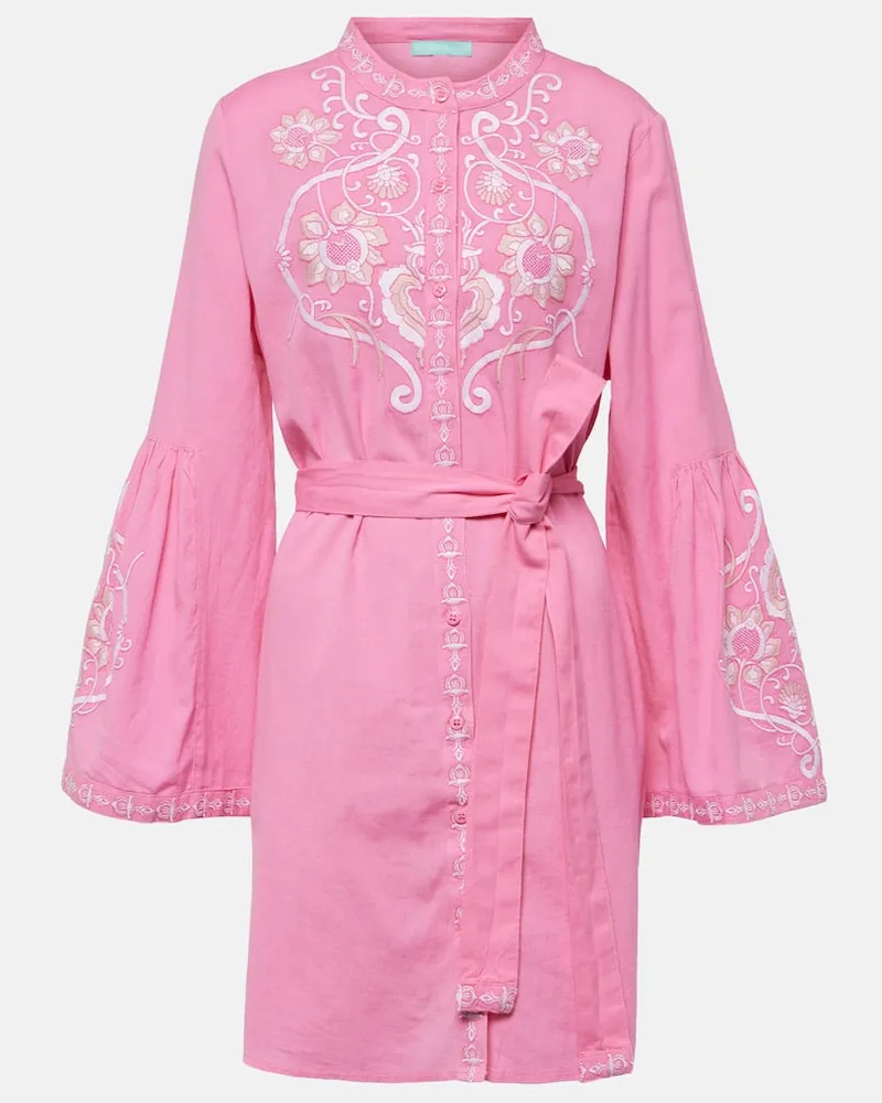Melissa Odabash Minikleid Everly aus Baumwolle und Leinen Rosa