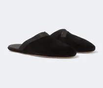 Slippers aus Veloursleder mit Leder