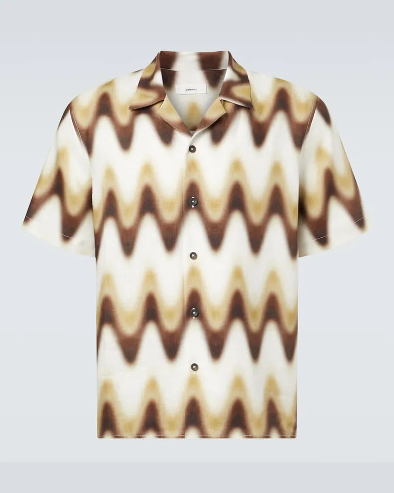 COMMAS Bedrucktes Hemd aus Leinen Weiß