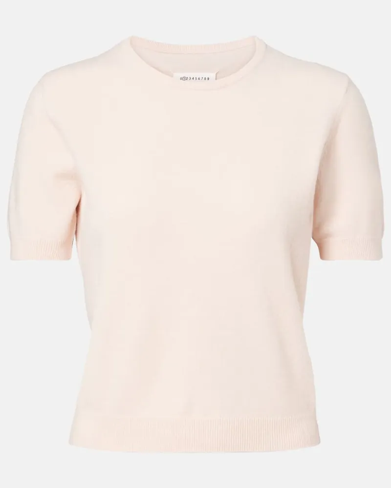Maison Margiela T-Shirt aus Schurwolle Rosa