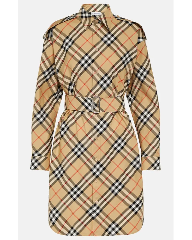 Burberry Hemdblusenkleid  Check aus Baumwolle Beige