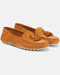 Loro Piana Mokassins Dot Sole aus Veloursleder Braun